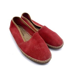 nazareno gabrielli Red Leather Moccasin Flat Espadrilles Size 36 EU Ca 6 US